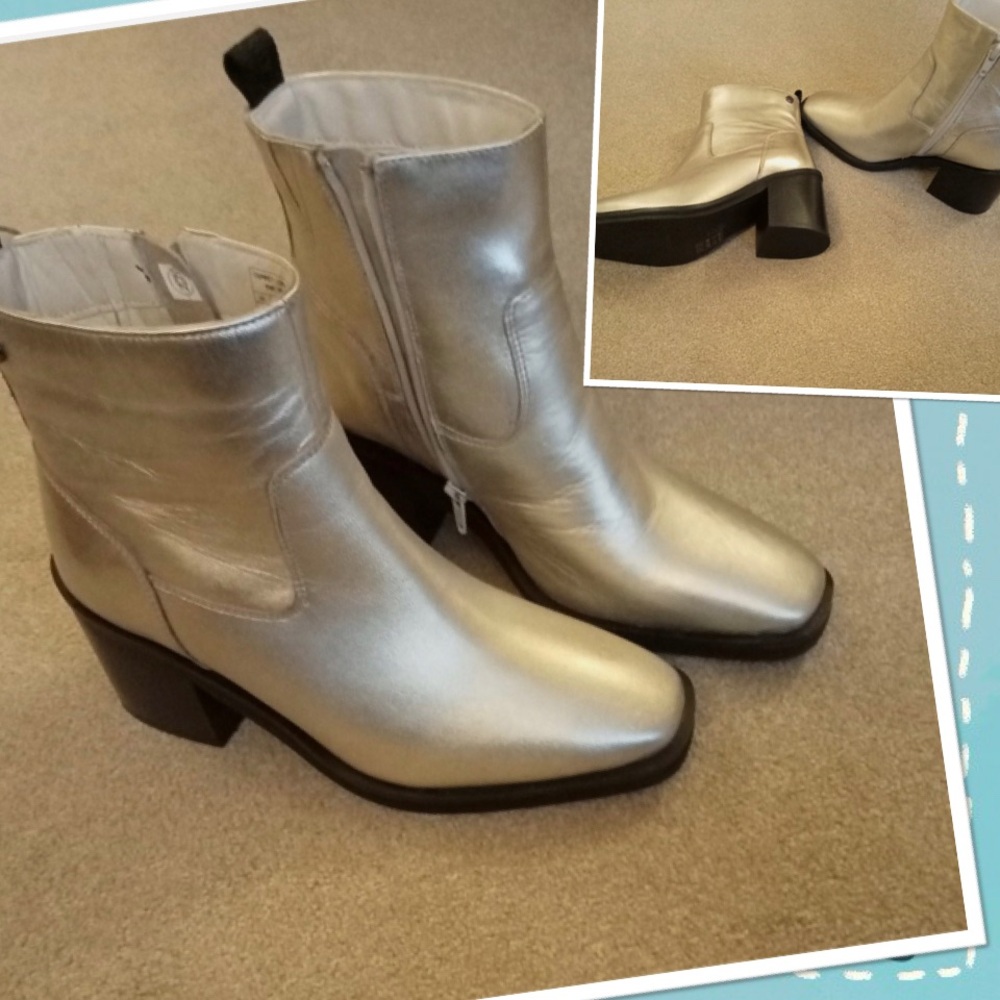 OSPREY Metallic Silver Heeled Boots